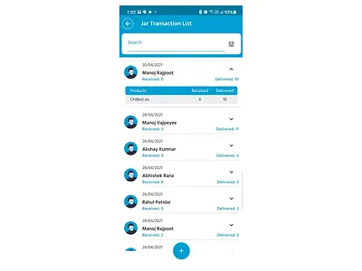 Pure Pani Jar Transaction Screen
