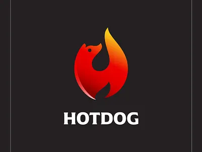 Hot Dog Logo clever dog dual meaning fire hot hotdog logo
