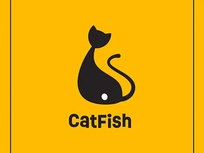 Cat Fish Logo animal cat catfish clever dual meaning fish logo pet