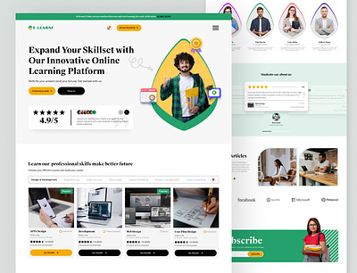 Online Learning landing page design branding clean concept design graphic design illustration landingpage learning logo online ui ux vector webdesign