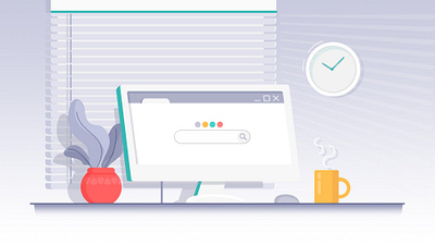Home Page clock coffee design desktop graphic design illustration manal yosri morning motion graphics pc plant search ui window work