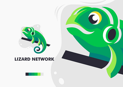 Lizard Network Logo branding gaming graphic design lizard logo