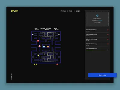 UPLDR | Simple File Upload Platform cloud file uploader one pager pac man ui ui design upload web design