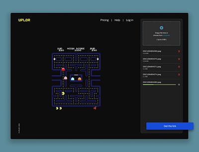 UPLDR | Simple File Upload Platform cloud file uploader one pager pac man ui ui design upload web design
