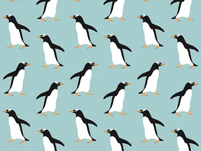 Seamless pattern of penguins animal antarctic aquatic bird flat design illustration nature penguin seamless pattern trendy wild winter