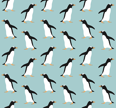 Seamless pattern of penguins animal antarctic aquatic bird flat design illustration nature penguin seamless pattern trendy wild winter