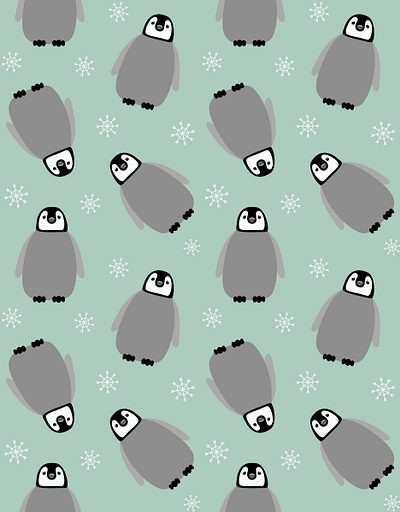 Seamless pattern of penguins animal antarctic baby bird chick emperor flat design fluffy illustration nature penguin seamless pattern snow trendy wild winter