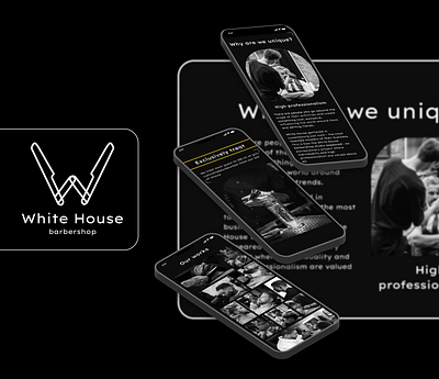 Landing page for barbershop | White House barbershop branding design illustration interactive prototype landing page logo logo design ui uxui web design wireframing
