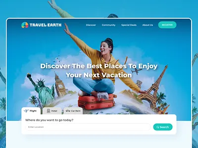 Travelling Web App homepage landing landing page single page tour tour app tourism travel app travel website travelling website