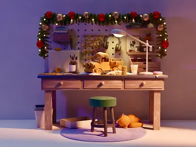 Model Kit 3d 3danimals 3dcharacter 3dillustration 3dmodel artwork blender community cat christmas delivery model modeling render rendering stylized toys