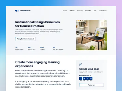 Eduflow Academy — Course page edtech inter landing landing page logo ui