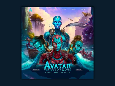 Avatar Way of Water Game Landing page with Marvel Twist avatar digital deisgn graphic illustration landingpage ui website