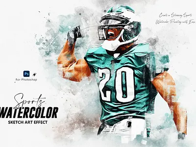 Sports Watercolor Sketch Art Photoshop Effect action art design digital art drawing facebook ads facebook banner illustration paint photoshop effects sketch social media banner watercolor painting