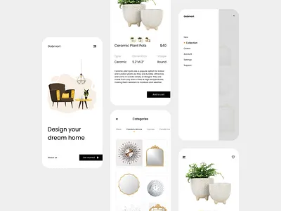 Gobmart - Home decor branding graphic design home home decor illustration mart showpiece ui ux white