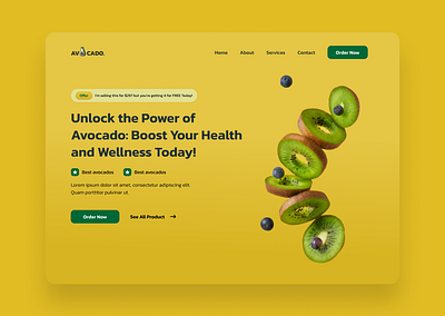 Avocado Landing Page avocado branding call to action color theory conversion optimization graphic design health and wellness illustration landing page marketing organic food responsive design single page typography ui ui design user user interface ux website design