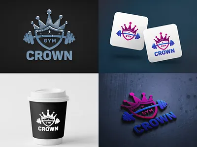 Fitness logo Design- GYM CROWN branding flat logo gym logo gym logo design logo design minimal logo minimalist logo modern logo design