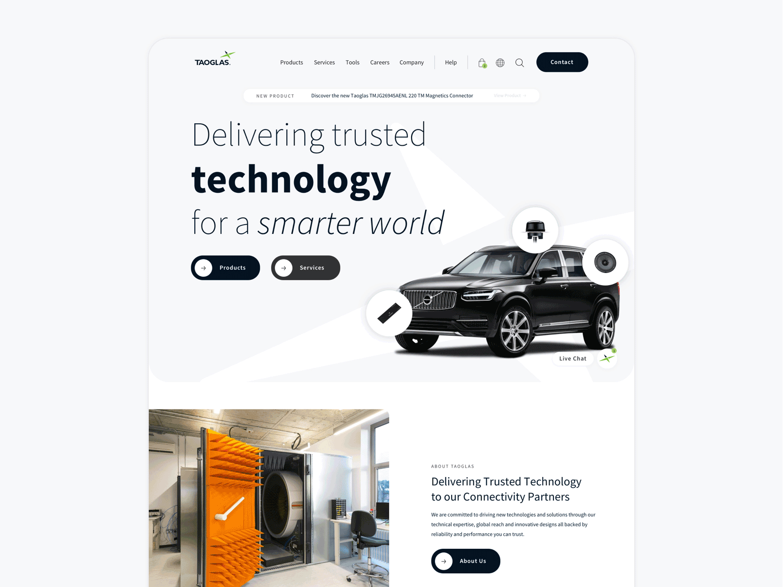 Taoglas 2023 antenna architecture concept design e commerce ecommerce identity landingpage minimal modular productdesign products robust simple trending ui uidesign ux website