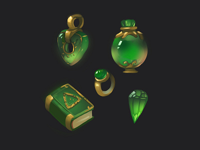 Fantasy items 4 digital painting game art game artist icon props