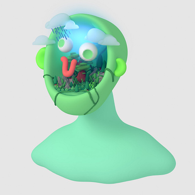 Thinkin' Aboutside 3d 3d illustration c4d cinema 4d diligence editorial illustration illustration outside stuart wade virtual reality vr