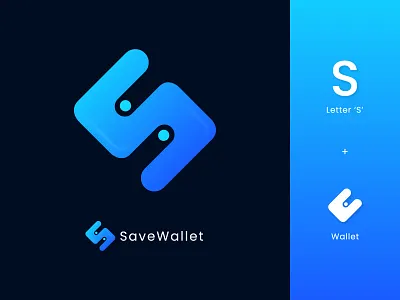 S + Wallet Modern Logo l SaveWallet Logo Design 3d app icon logo bletterlogo brand logo branding colorful logo creative logo design graphic design letter s logo logomark logos minimal logo modern modern logo symbol unique logo vector wallet