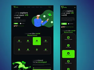 Virtual reality landing page responsive ui design landing page responsive design ui design ux design virtual reality web design