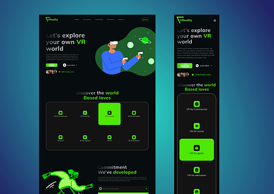 Virtual reality landing page responsive ui design landing page responsive design ui design ux design virtual reality web design