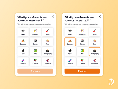 Mango Interests Modal interests modal mango mobile app mobile modal mobile popup modal social app system design