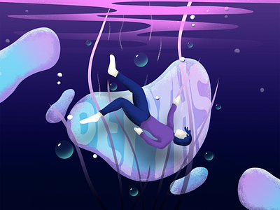 Depths adobe artwork challenge character depth depths design digital digital drawing falling fear flat design illustration illustrator ocean photoshop swim typography vector water