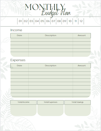 Monthly Budget Plan budget design graphic design organization planner printable