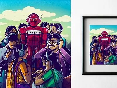 Fortune Telling Robot design expression graphic design illustration logo satishgangaiah vector