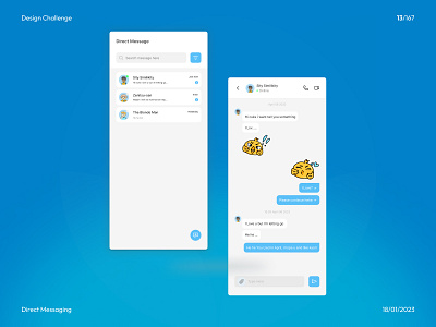 Design Challenge Day 13 : Direct Messaging Design 3d animation branding graphic design illustration mobile motion graphics ui ux