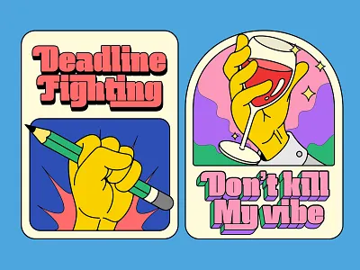 Retro Stickers branding design illustration poster sticker