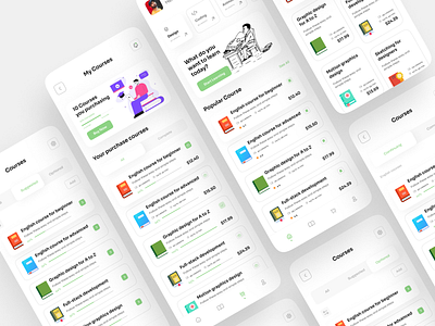 Online Learning App app app design courses design e learning education interface learn learning learning app learning platform mobile mobile app online class online course online learning schedule trendy design ui ui design