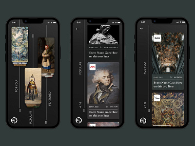 Museum Events and Exhibitions app art concept culture dark design event museum ui ux web web design