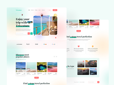 Triventure- Travel website UI Design business design hotel booking modern portfolio travel website trendy design typography ui ui design uiux design ux vlog website web template