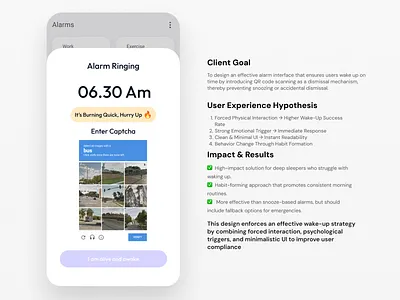 Smart Alarm – No More Snoozing! alarm app appui branding interface design mobile app startup ui ux ux analysis
