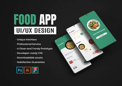 Food App UI UX Design on figma branding design food app graphic design illustration mobile app design mobile app interface design social media design social media post social media post design ui ui ux design ui ux food app design uiux vector