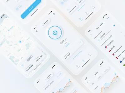 VPN App clean design mobile newmorphism ui ux vpn
