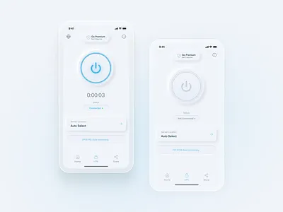 VPN App clean design mobile skewmorphism ui ux vpn