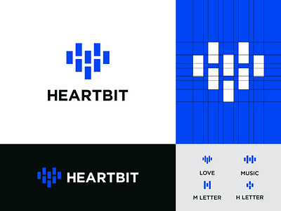HEARTBIT lOGO BRANDING app icon logo mark brand brand identity branding design finance graphic design letter mark monogram logo logo agency logo company logo designer logo presentation logos love modern logo monogram music rhythm sound