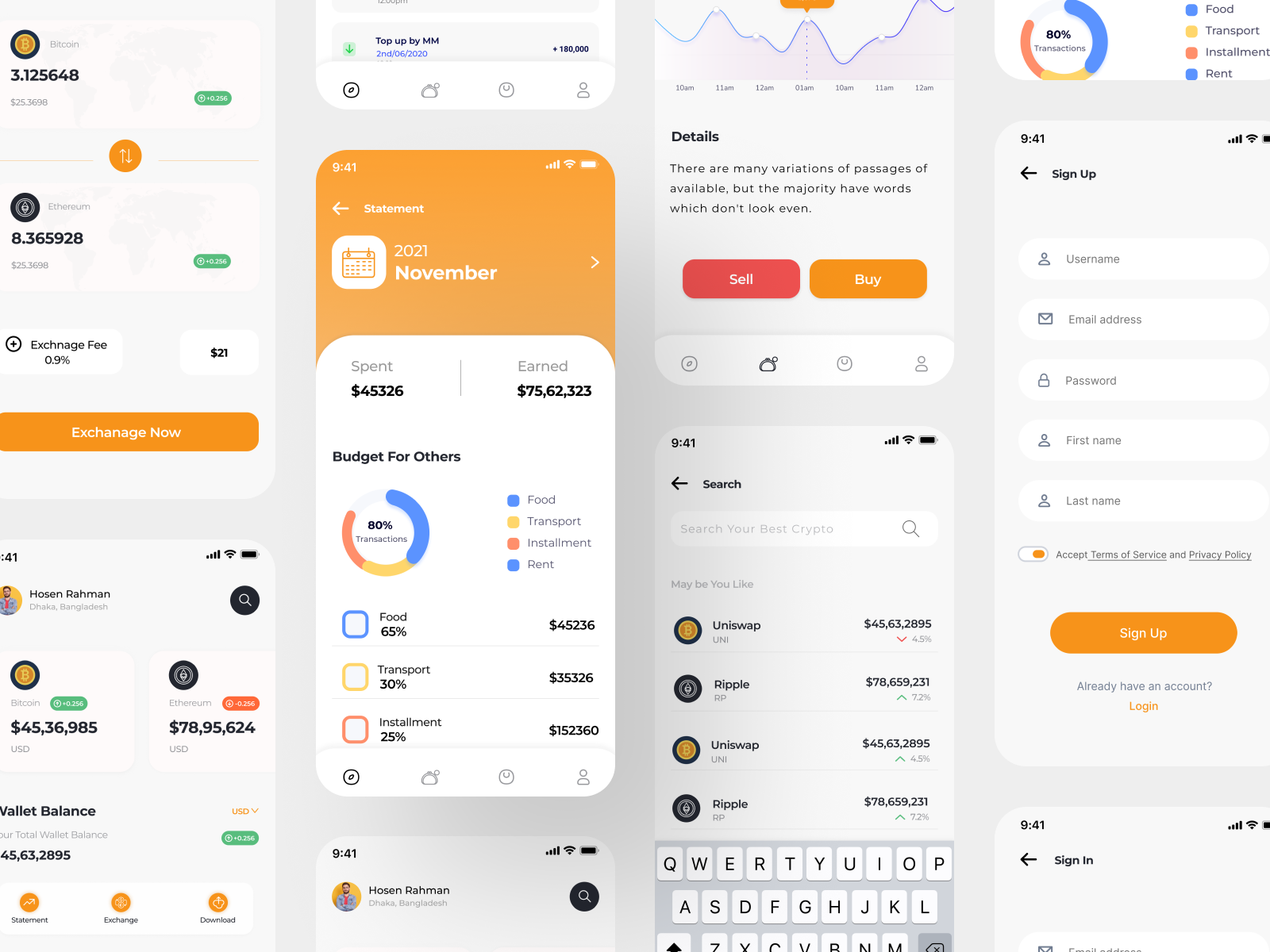 Example of Mobile App UI UX Design (7 Screens)