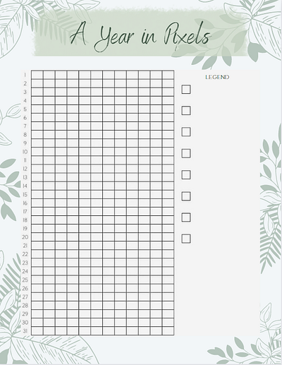A Year in Pixels Tracker branding design organization planner printable tracker