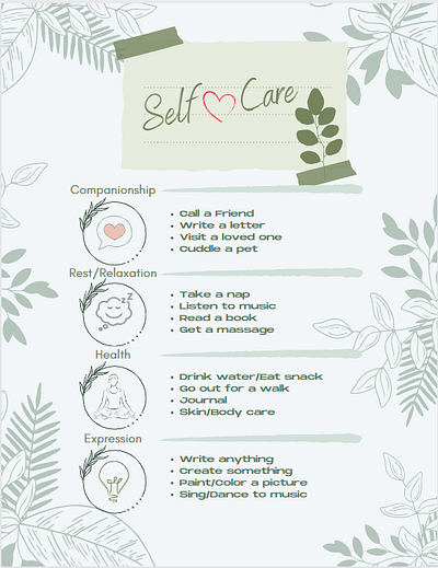 Self Care Tips branding graphic design organization planner printable