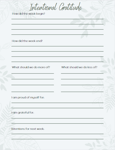 Example of Gratitude Journal Page