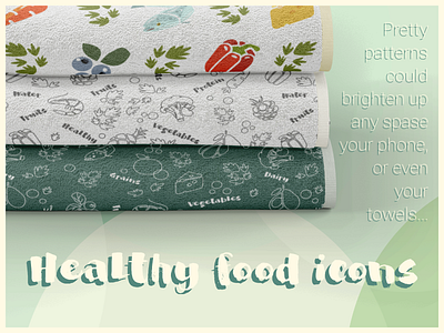 Food line icons app design food healthy food icons pattern towel