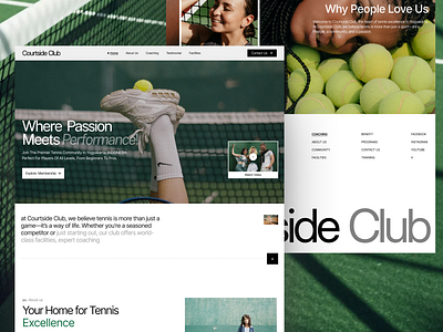 Courtside Club - Tennis Club Landing Page clean club community design green minimalist shopify sport tennis tennis club ui ux webflow