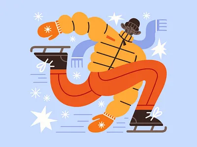 Go Ice Skating adobe illustrator app characterdesign christmas creative design flat illustration geometry illustration new year simple sport vector web
