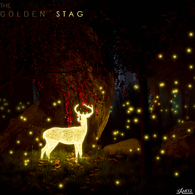 The Golden Stag 3d animation design graphic design