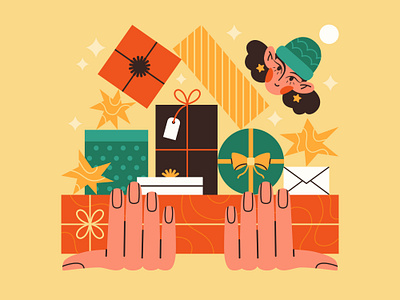 Buy Presents app bodypositive characterdesign creative design female character flat illustration geometric gifts holiday illustration minimal vector web