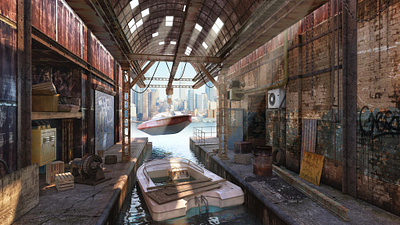 Old Dock 2d 3d art branding design environment games illustration logo ui